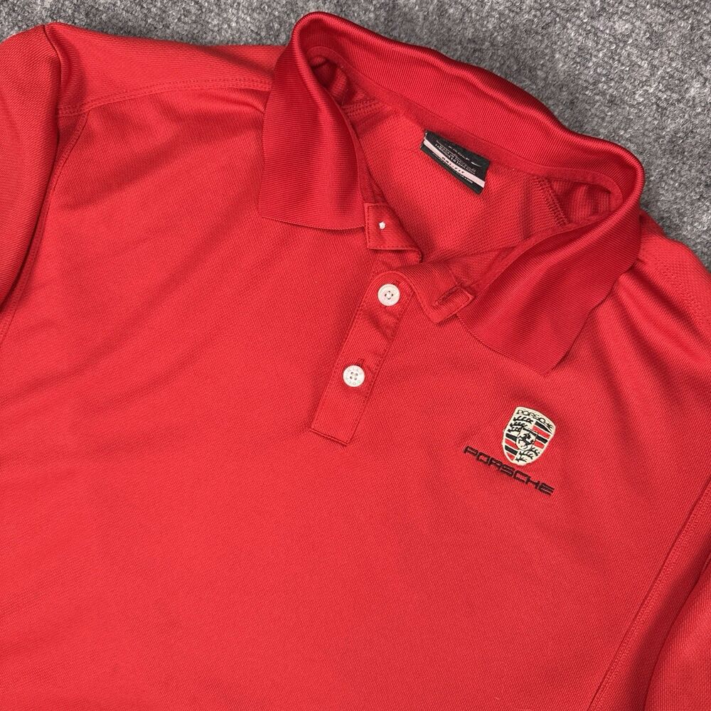 Porsche Nike Golf Dri-Fit Classic Polo Shirt Mens Large Red Chapman 267020-648